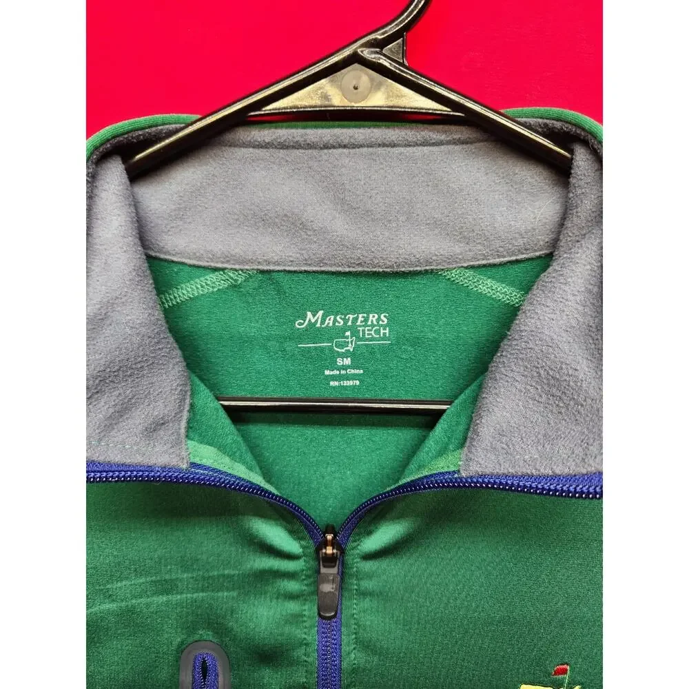 Masters Tech Augusta National 1/4 Zip Pullover Green Golf Jacket Mens Small - Picture 3 of 14